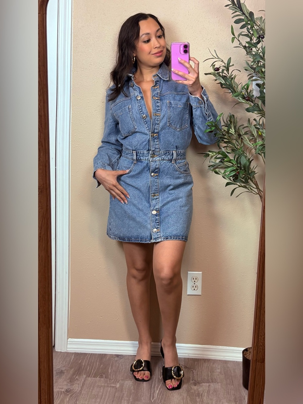 Zara | Women’s Denim Shirt Dress - Blue